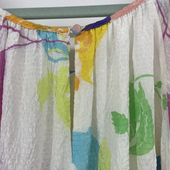 Tanya Taylor Size 2 Silk Maxi Dress Pastel Floral Puff Sleeve Tiered Ruffle XS - Picture 8 of 8